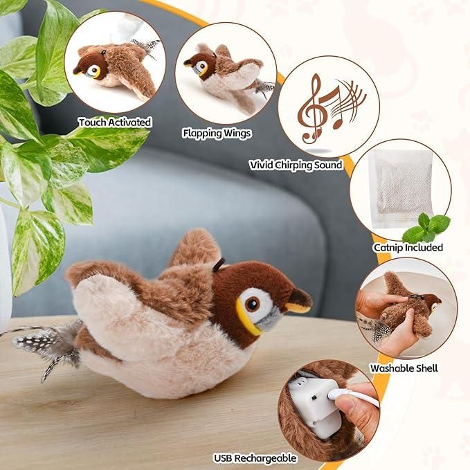 Spokey Chirping Cat Bird Toy